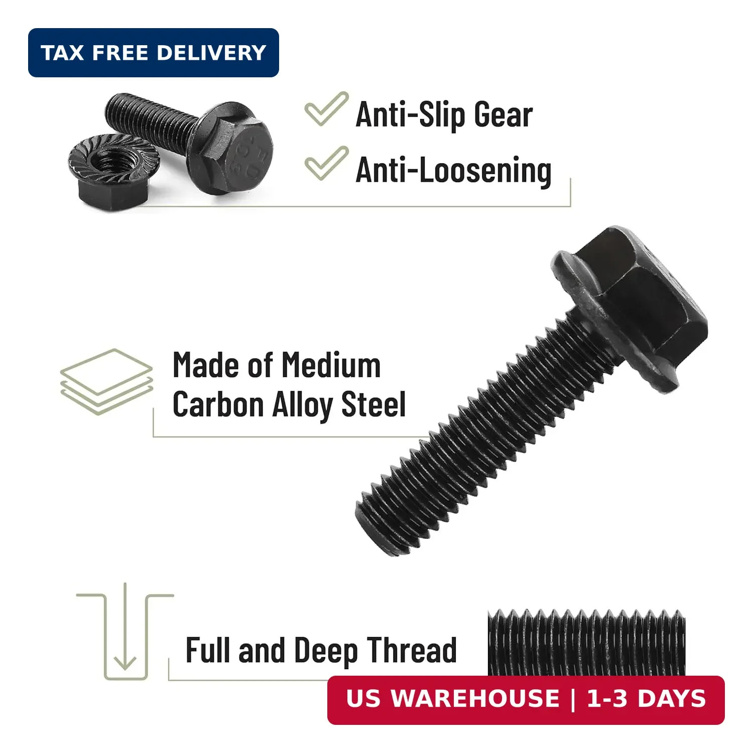 Nuts and Bolts Assortment Kit, 272 pcs, Black Carbon Steel | Grade 10.9, M6, M8