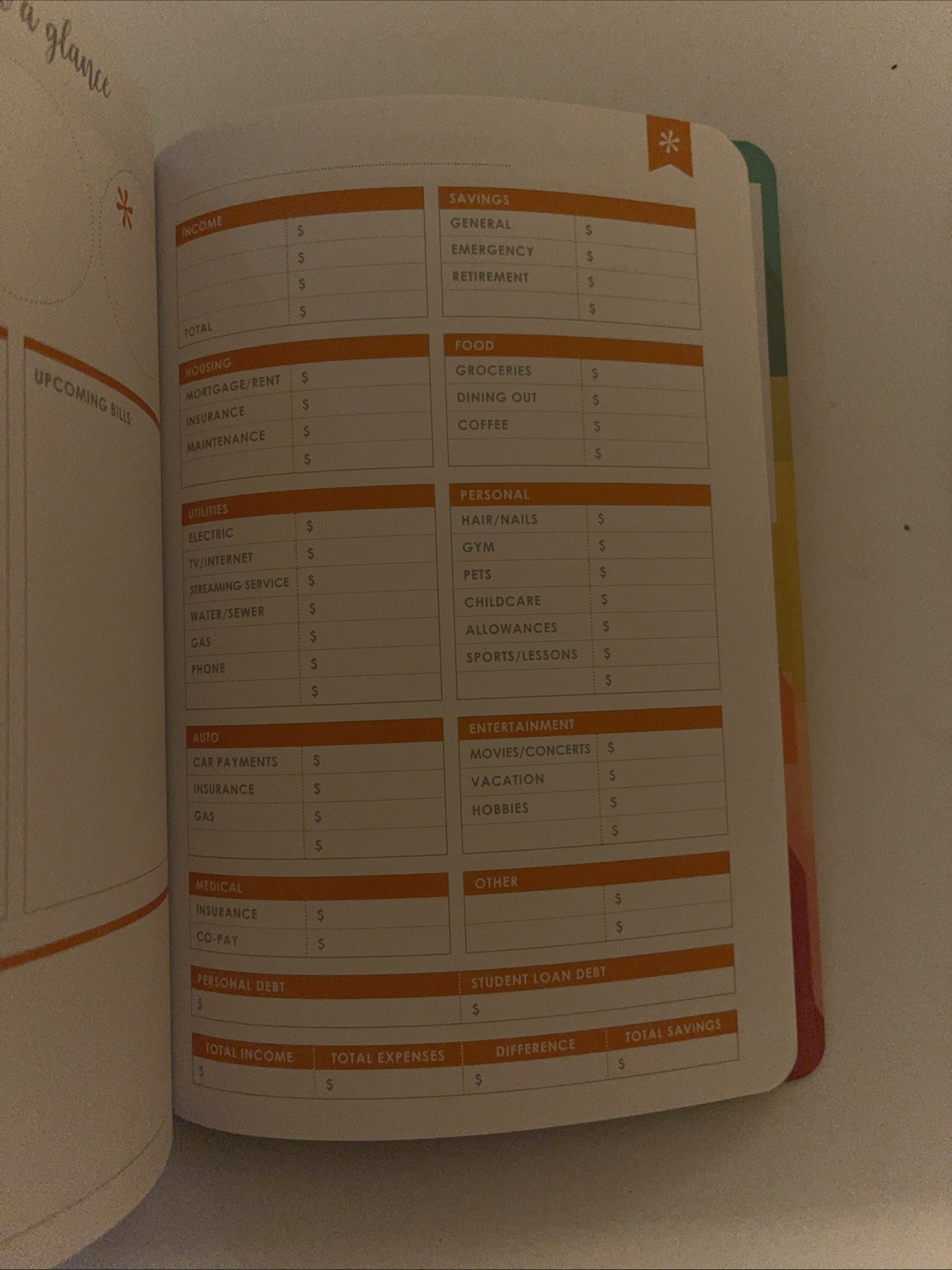 Erin Condren Budget Book 13 Month Planner Geometric Rainbow 8.5 in x 5.75 in