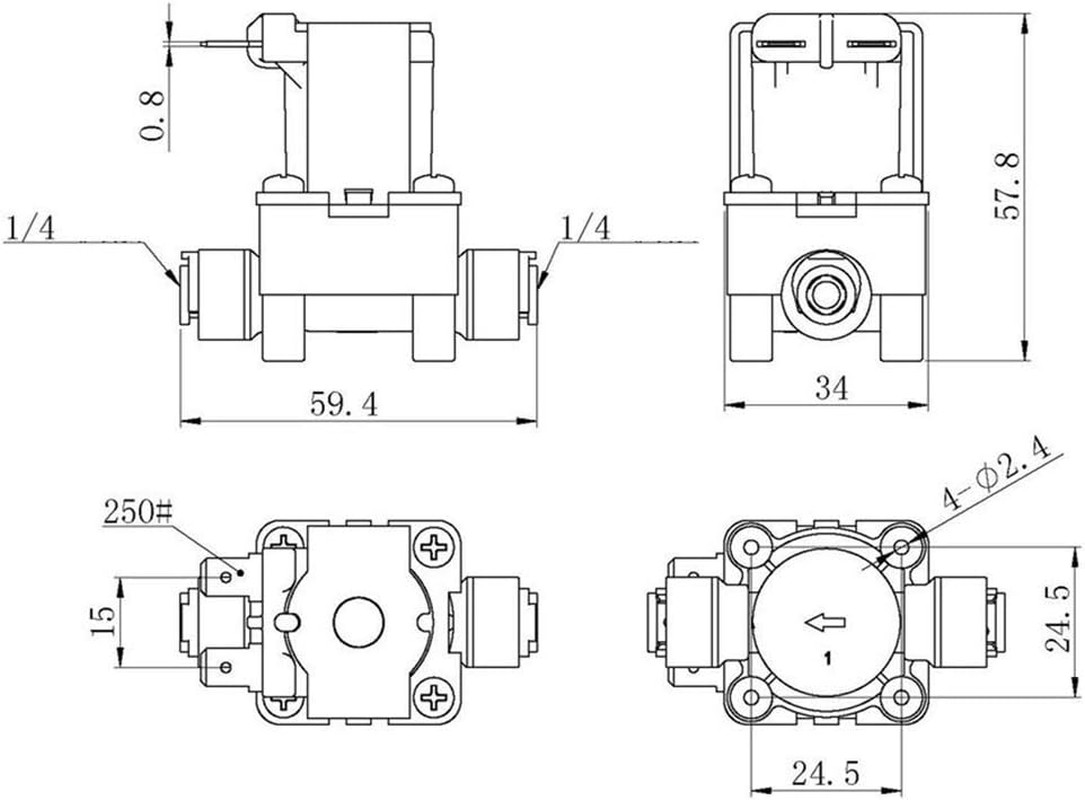 Beduan 24V 1/4″ Inlet Water Solenoid Valve Normally Closed for RO Reverse Osmosi