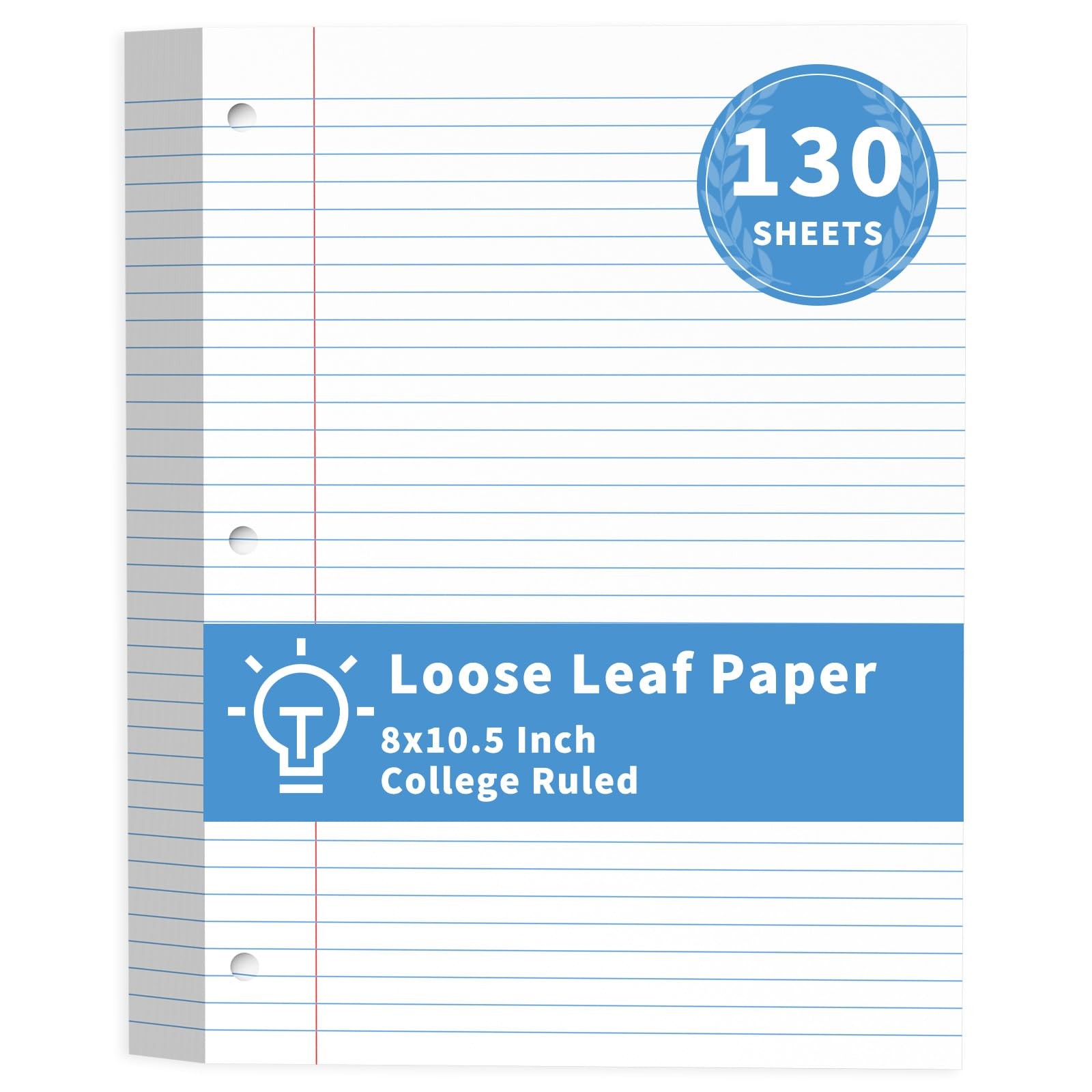 130 Sheets Loose Leaf Paper College Ruled Notebook Paper 8 x 10.5 Inch 3-Hole…