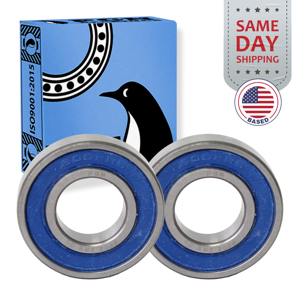 (2) 6002-2RS Premium Rubber Seal Ball Bearing C3 EMQ, 15x32x9, 6002 2RS 6002rs