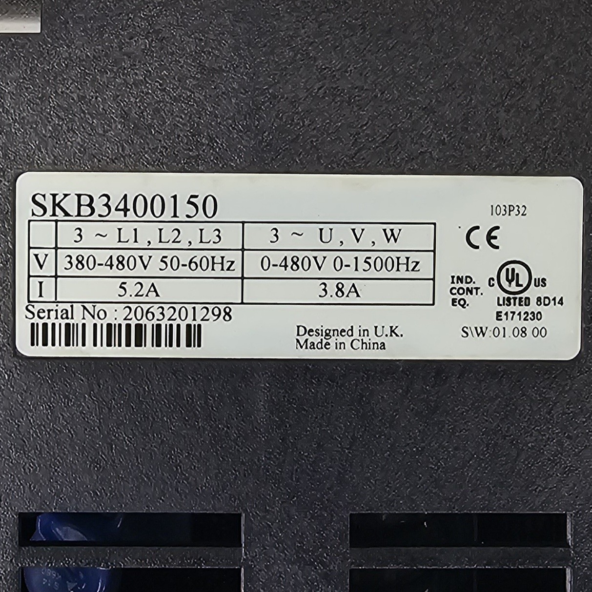 Emerson SKB3400150 1.5KW 3 Phase Control Techniques 380-480V AC Drive