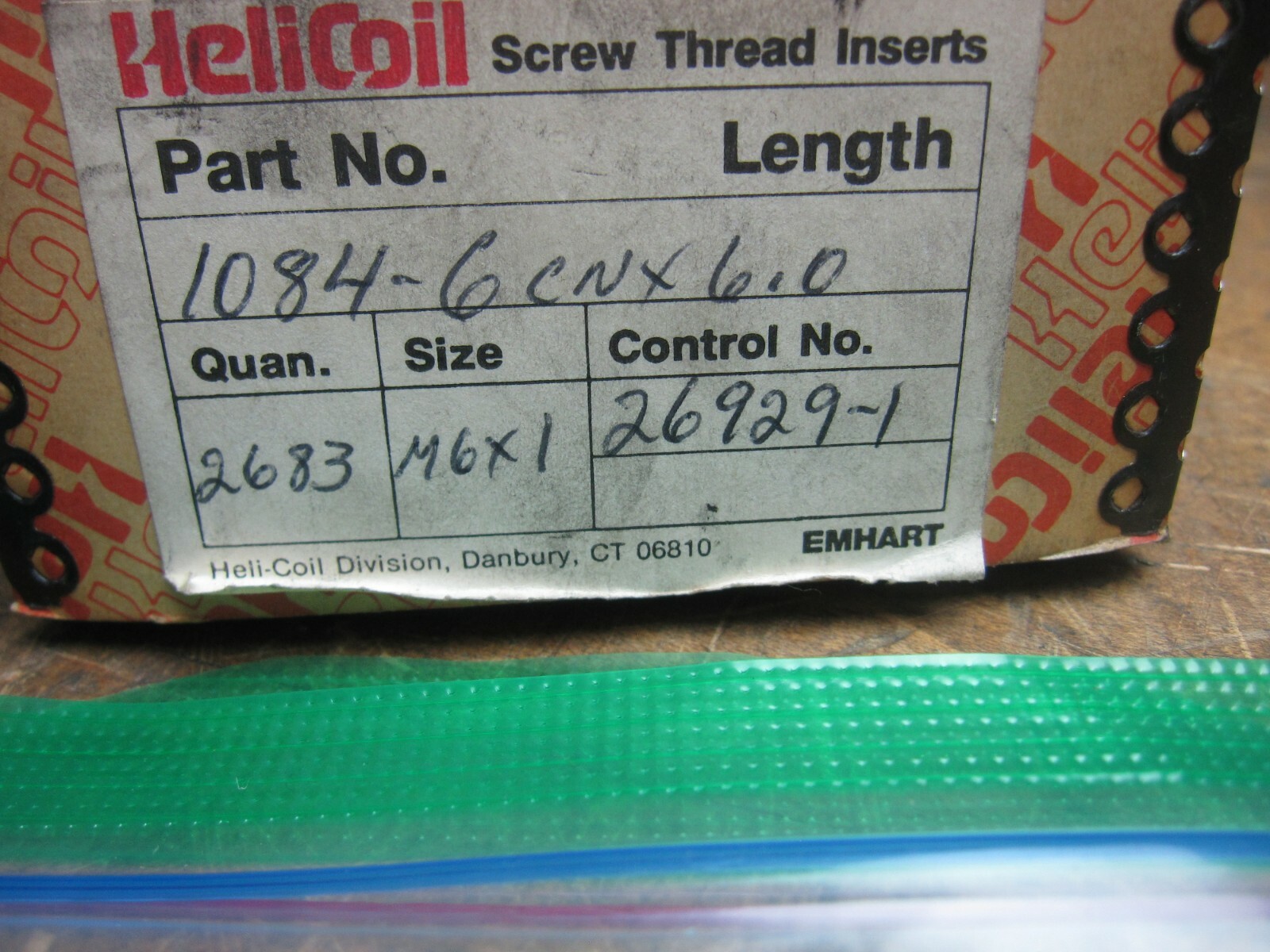 50 pieces Genuine Helicoil M6X1 stainless thread repair inserts (per 50 pack)