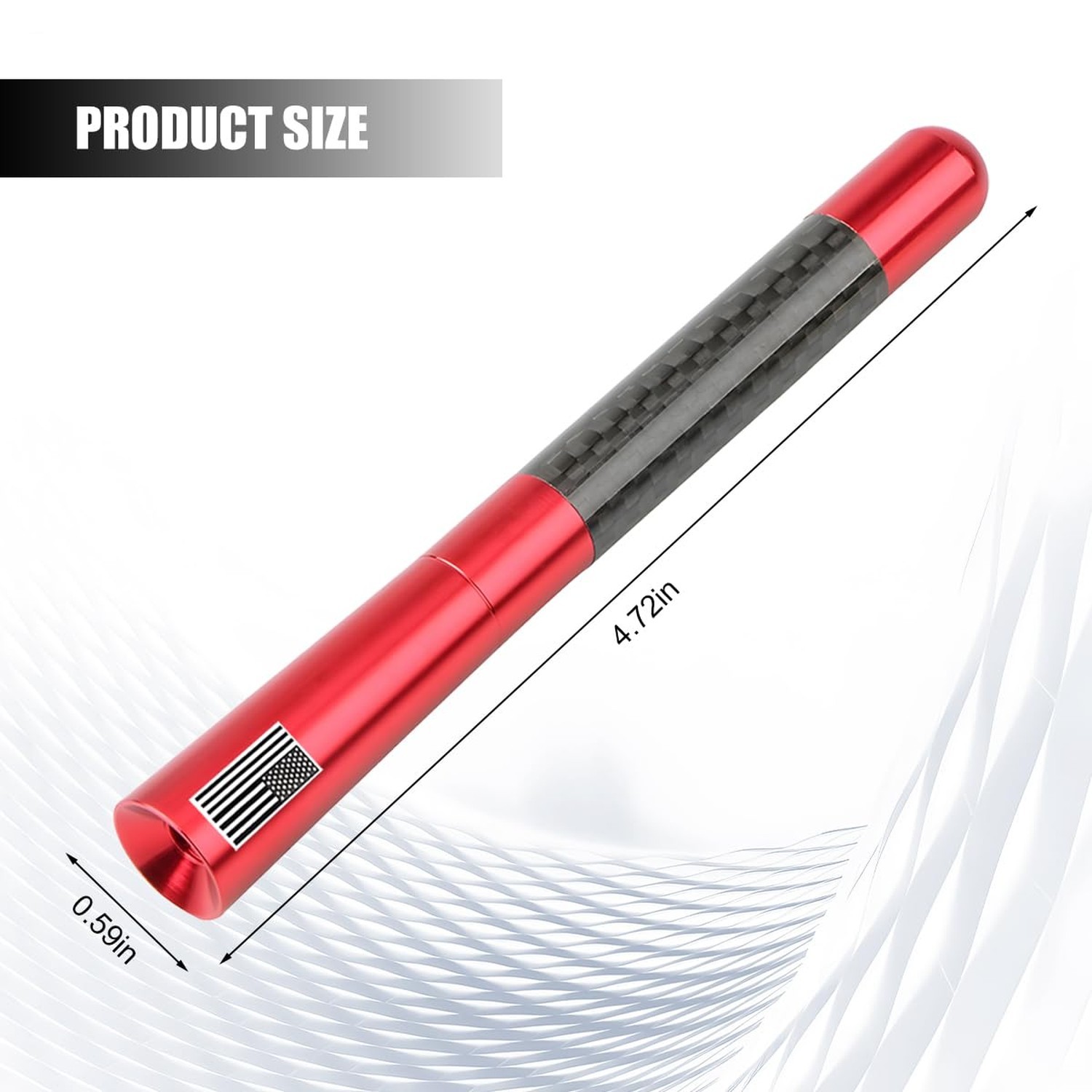 4.72 Inch Carbon Fiber American Flag Car Antenna, Red | aluminum alloy core, …