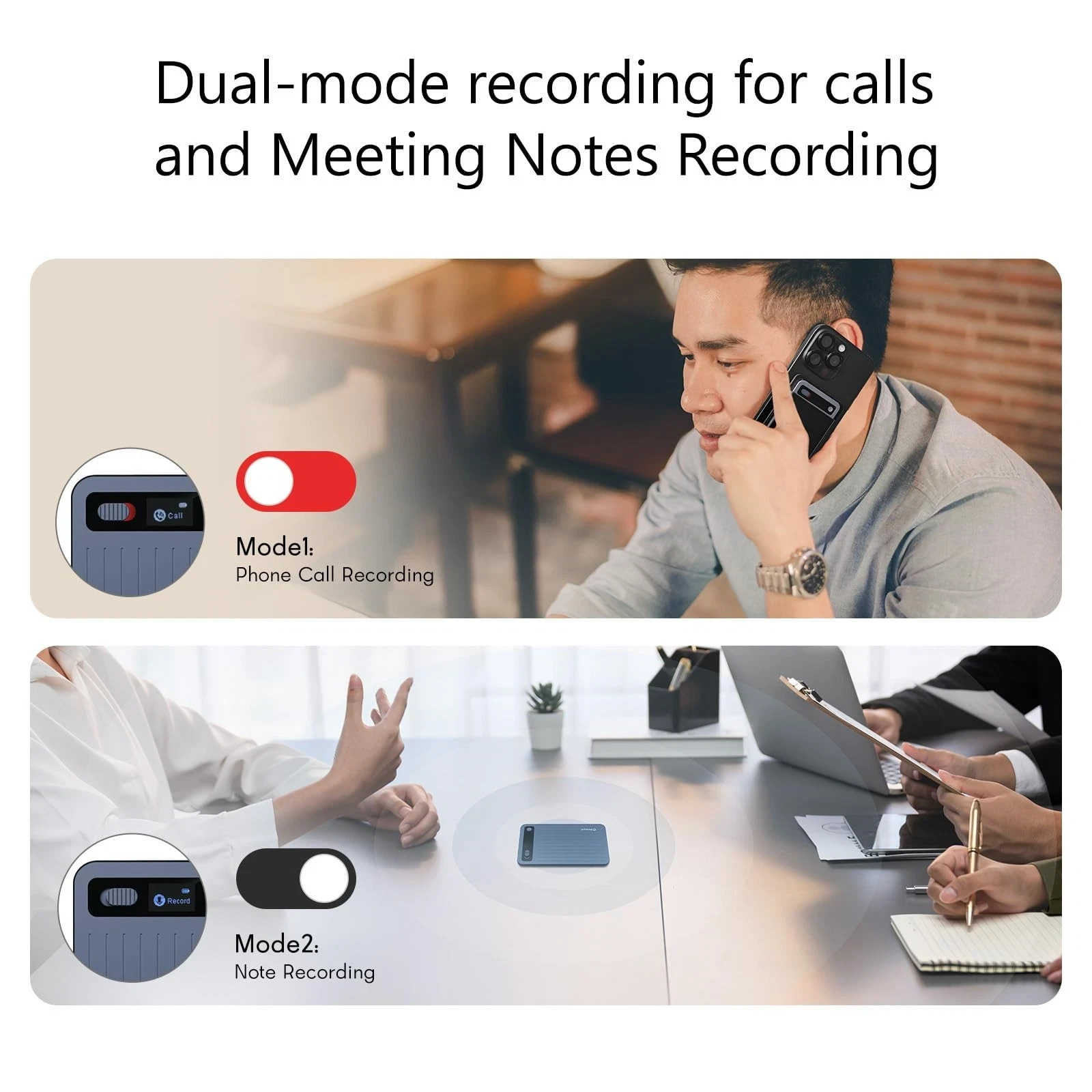 64GB ChatGPT AI Recorder, Dual Mode Calls & Meeting, 140 Languages Voice to Text