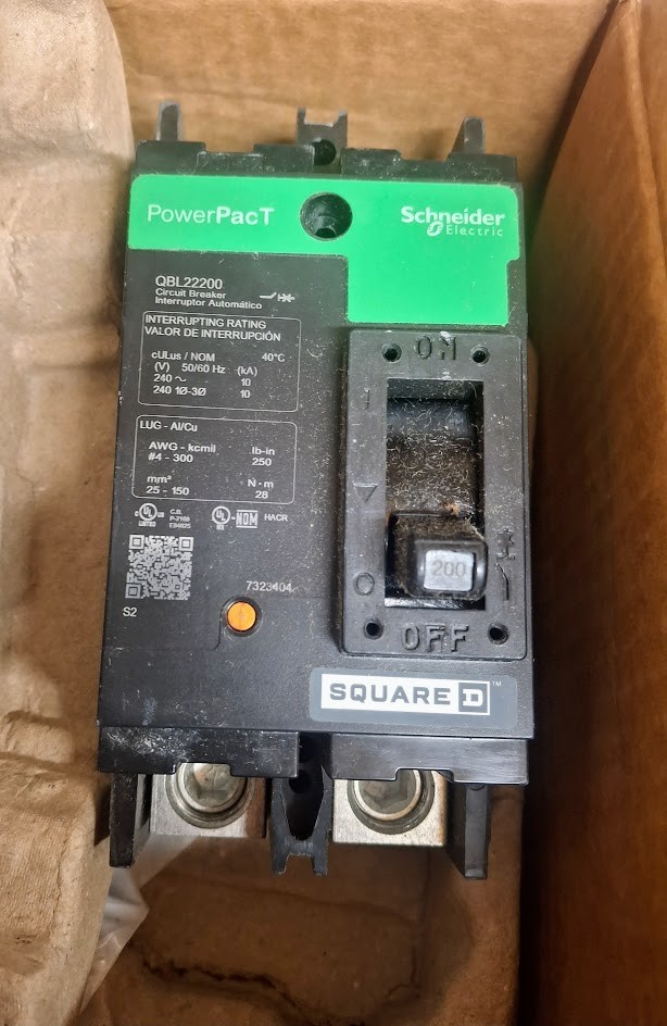 SQUARE D QBL32200 200AMP 2 Pole 240 V Circuit Breake SHIPS SAME DAY