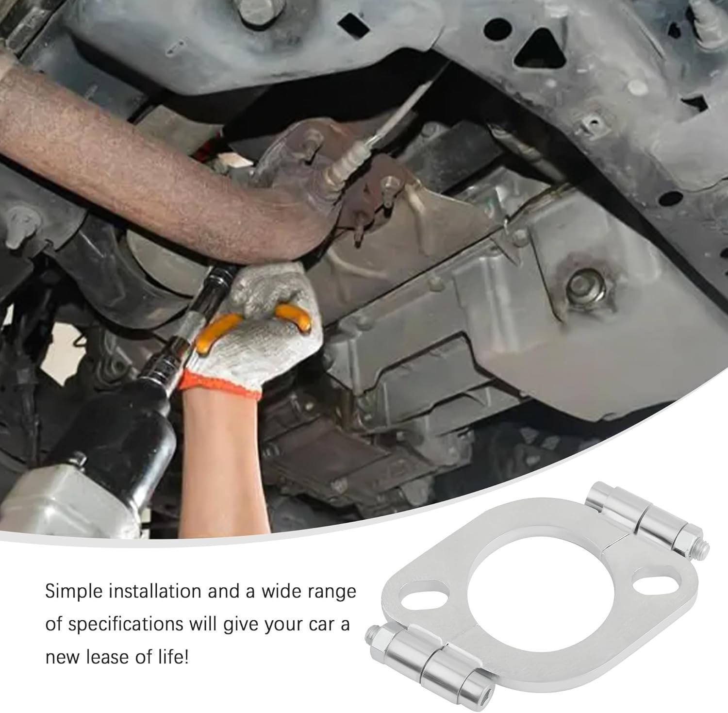 2.5 Inch Split Flange Repair Kit with 2 Bolts Carbon Steel Exhaust Flange 1pk