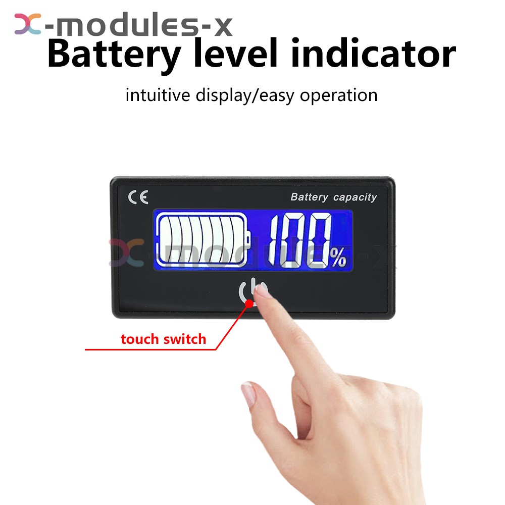 DC8-100V Battery Indicator Percentage Battery Voltage & Temperature Tester Meter