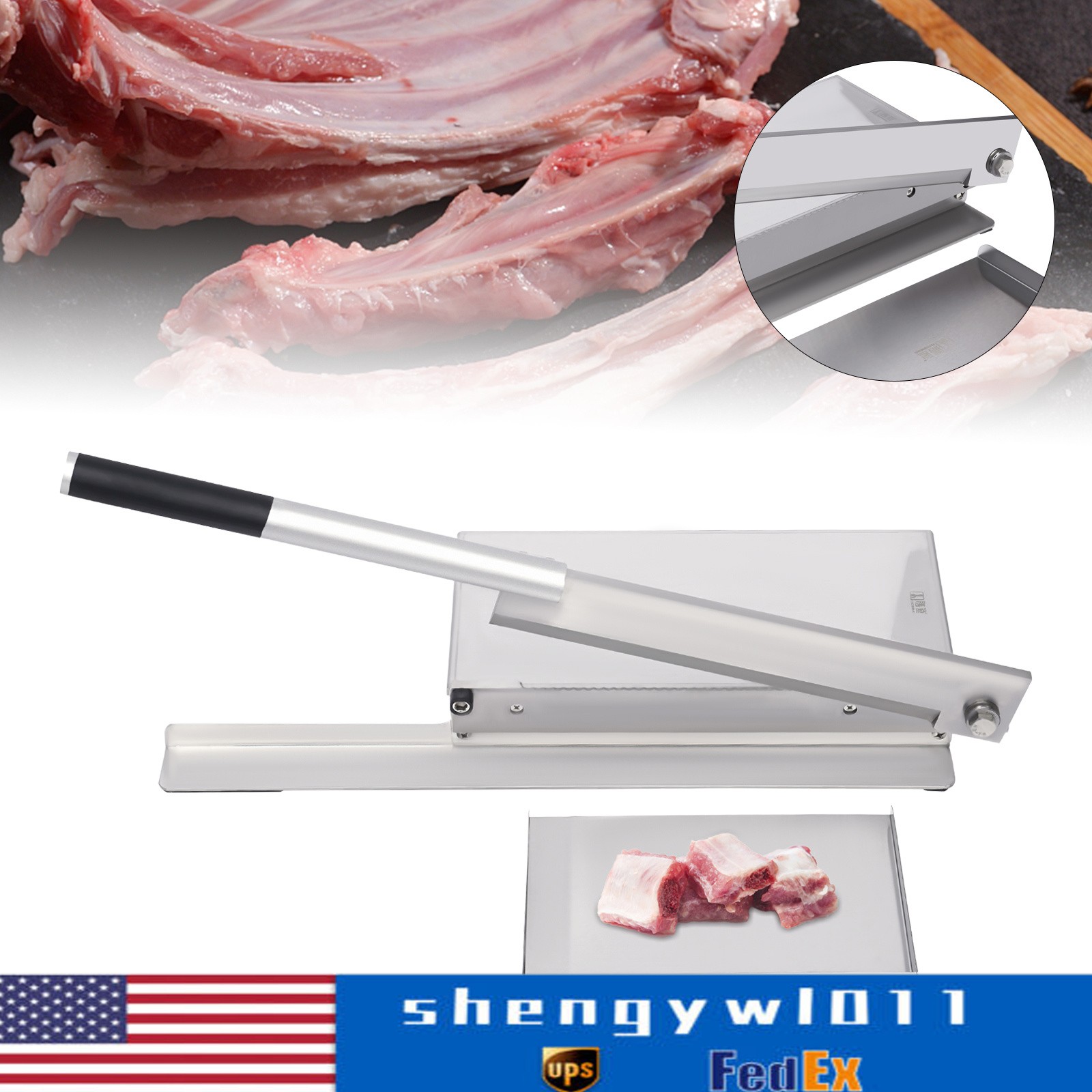 Stainless Steel Guillotine Bone Cutter 36cm Blade 1cm Thick Extended Handle