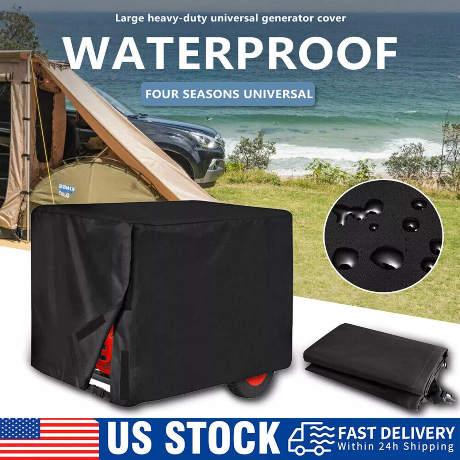 Heavy Duty Universal Generator Cover Waterproof Oxford 32x24x24″ for 5000-10000W