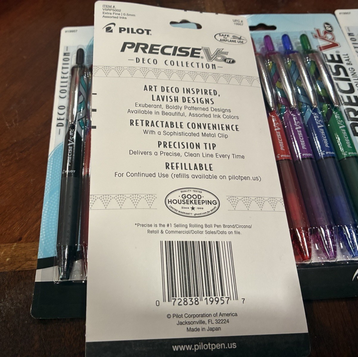 Precise V5 RT Refillable Retractable Liquid Ink Rolling Ball Pens Extra Fine x5