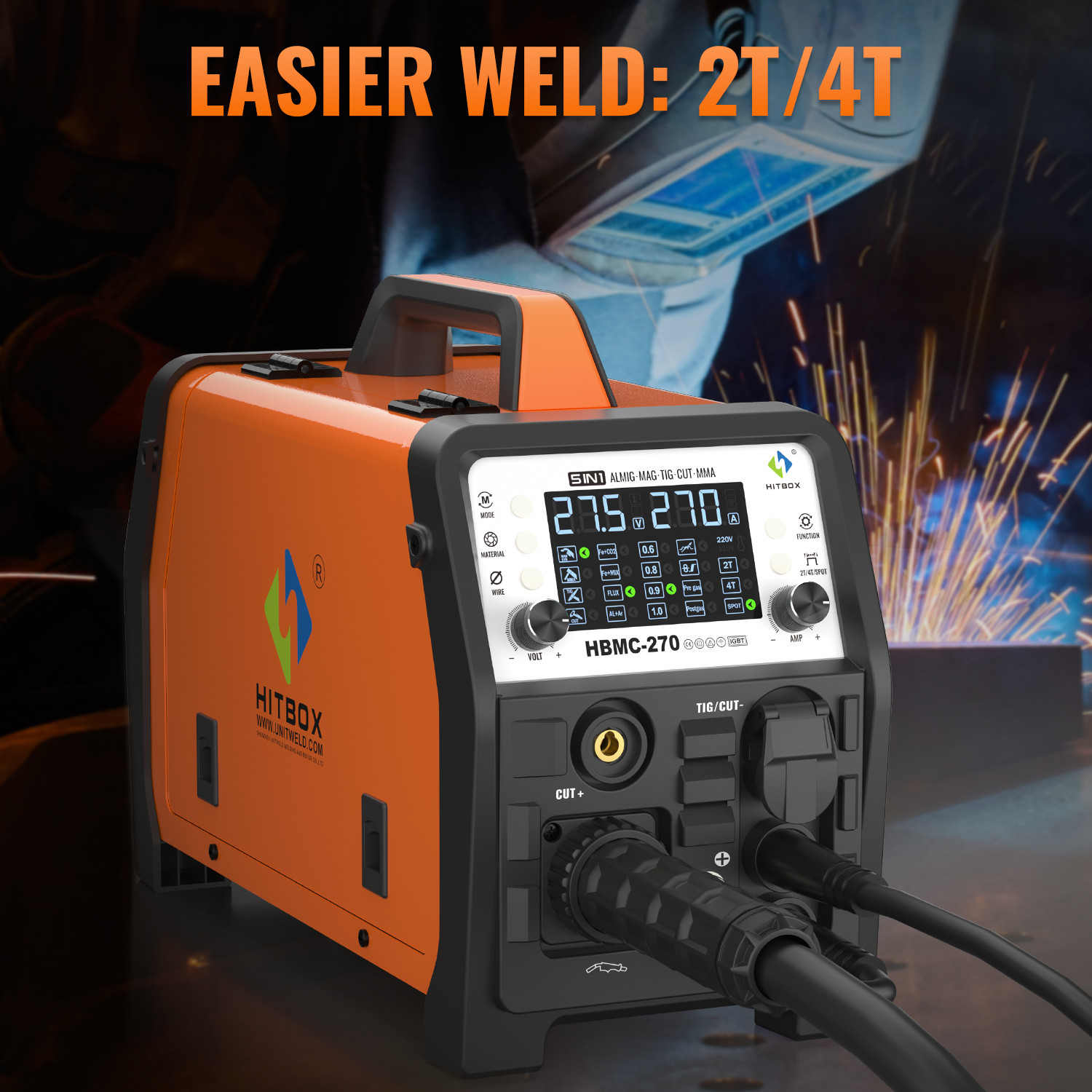 6in1 Plasma Cutter 200A Spot Gas Gasless-MIG MMA HF-TIG Welding Machine for ALU