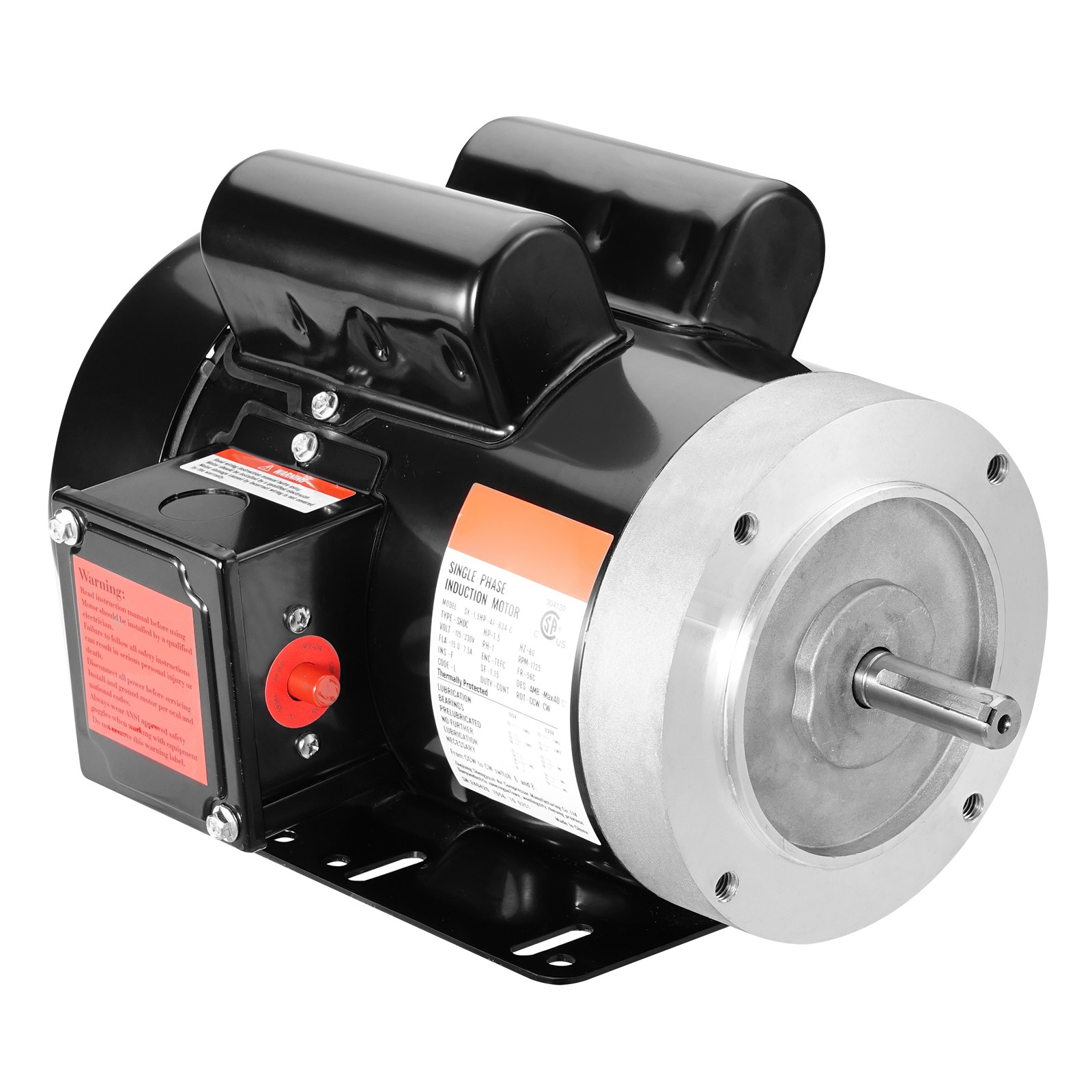 Uimoso 1.5HP Electric Motor 1725RPM AC115/230V 56C Frame Single-Phase 5/8″ Shaft