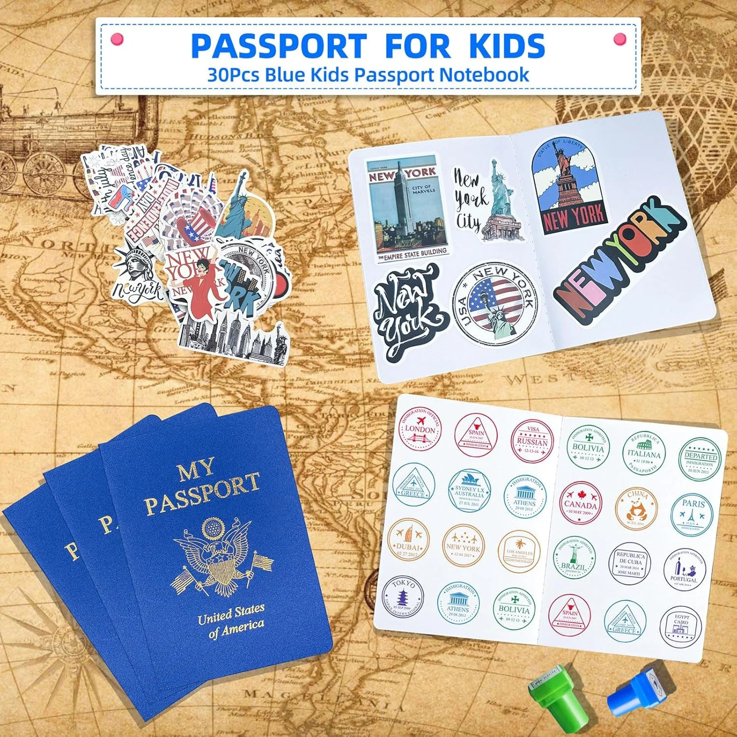 10 Pcs Blank Passport Notebook Blue Passport Book Fake Passport Travel Journal S