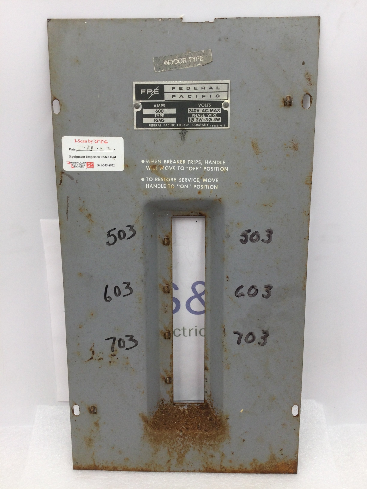 FPE FSMS3-6T 600 Amp 240V Indoor Type Dead Front 17 3/4″ x 9 3/8″