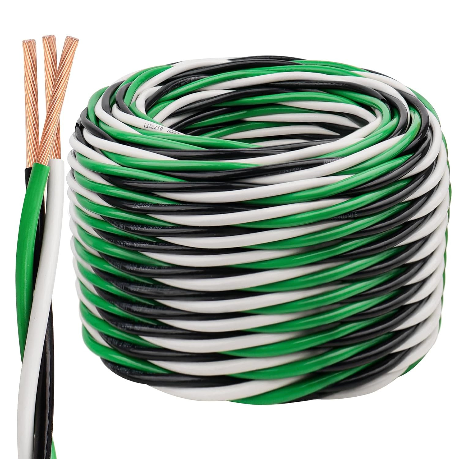 12 AWG THHN Wire 50FT 3-Color Set (Black/White/Green) – Stranded Copper, Pre-Twi