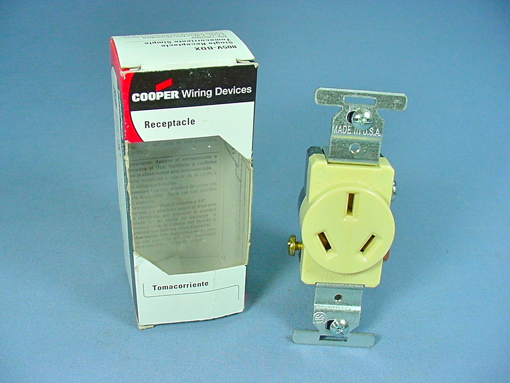Cooper 805V Ivory Single Outlet 20A Receptacle NEMA 10-20R 125/250V Commercial