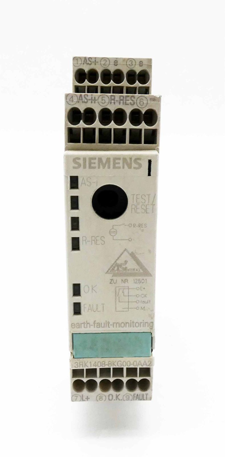 Siemens 3RK1408-8KG00-0AA2 3RK1 408-8KG00-0AA2 E:01 AS-i Ground Fault Module -used-