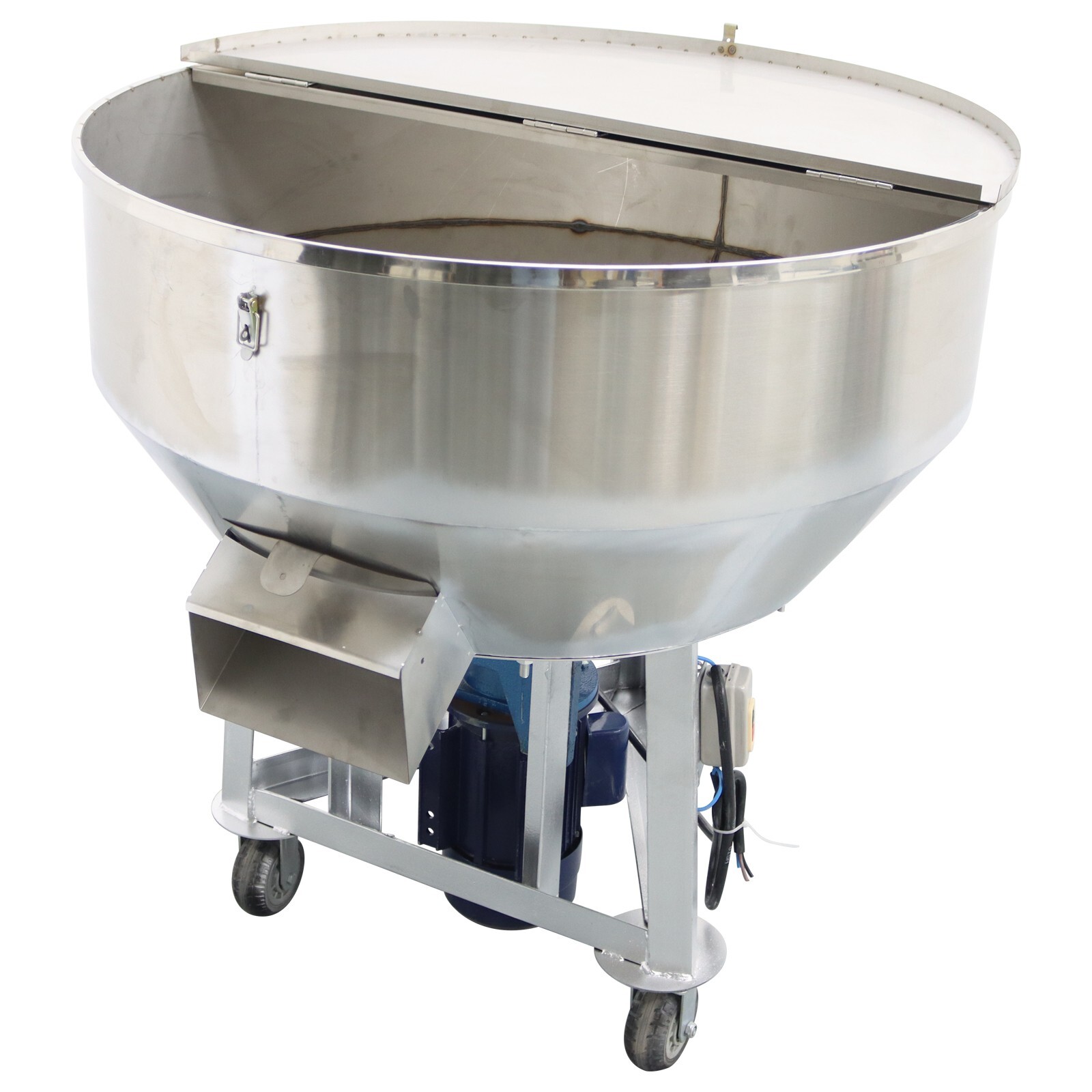 200KG/440LBS Stainless Feed Mixer Granular Plastic Mixer Machine W/Wheel 220V