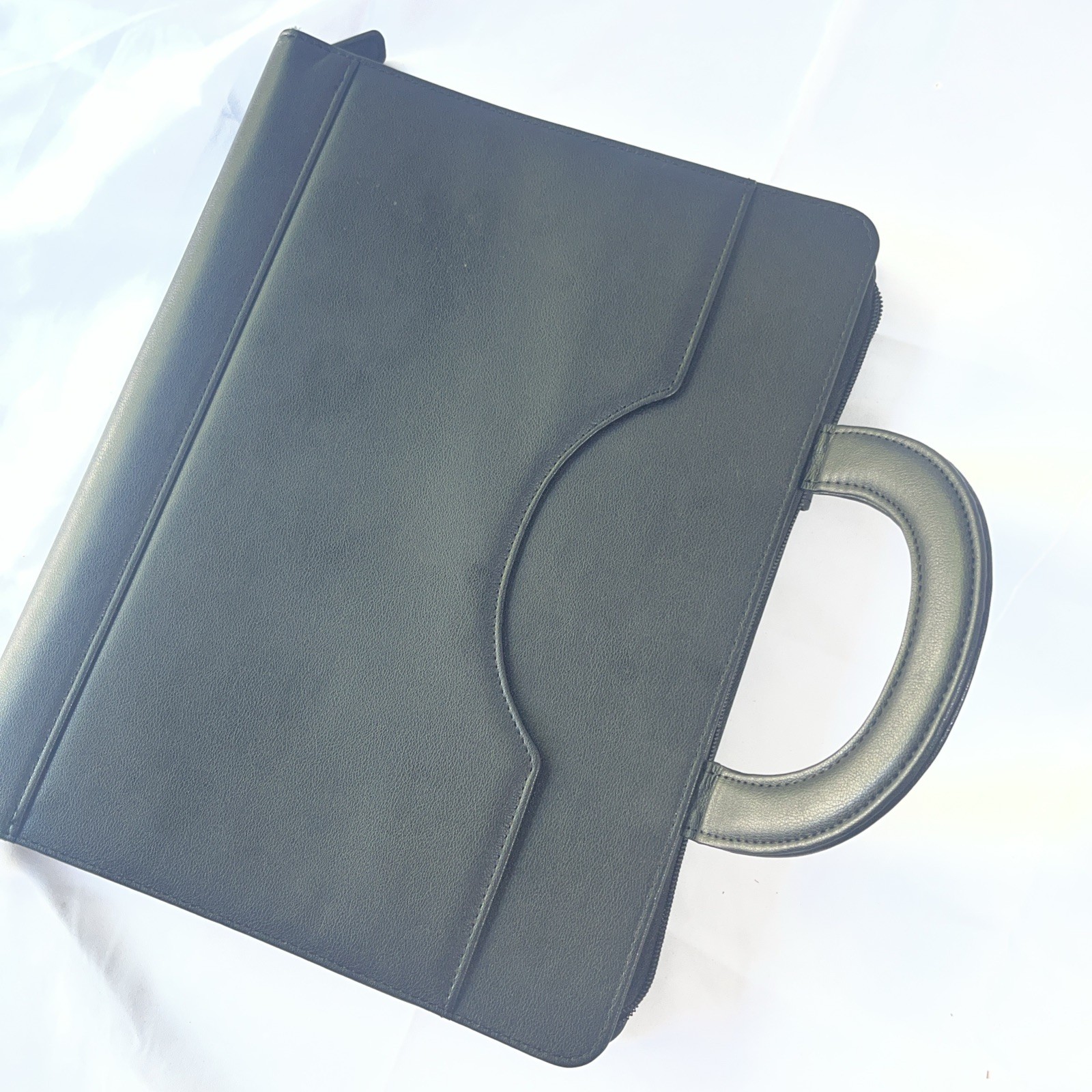 POPRUN Portfolio Binder with Zipper, Leather Padfolio Document Organizer with St