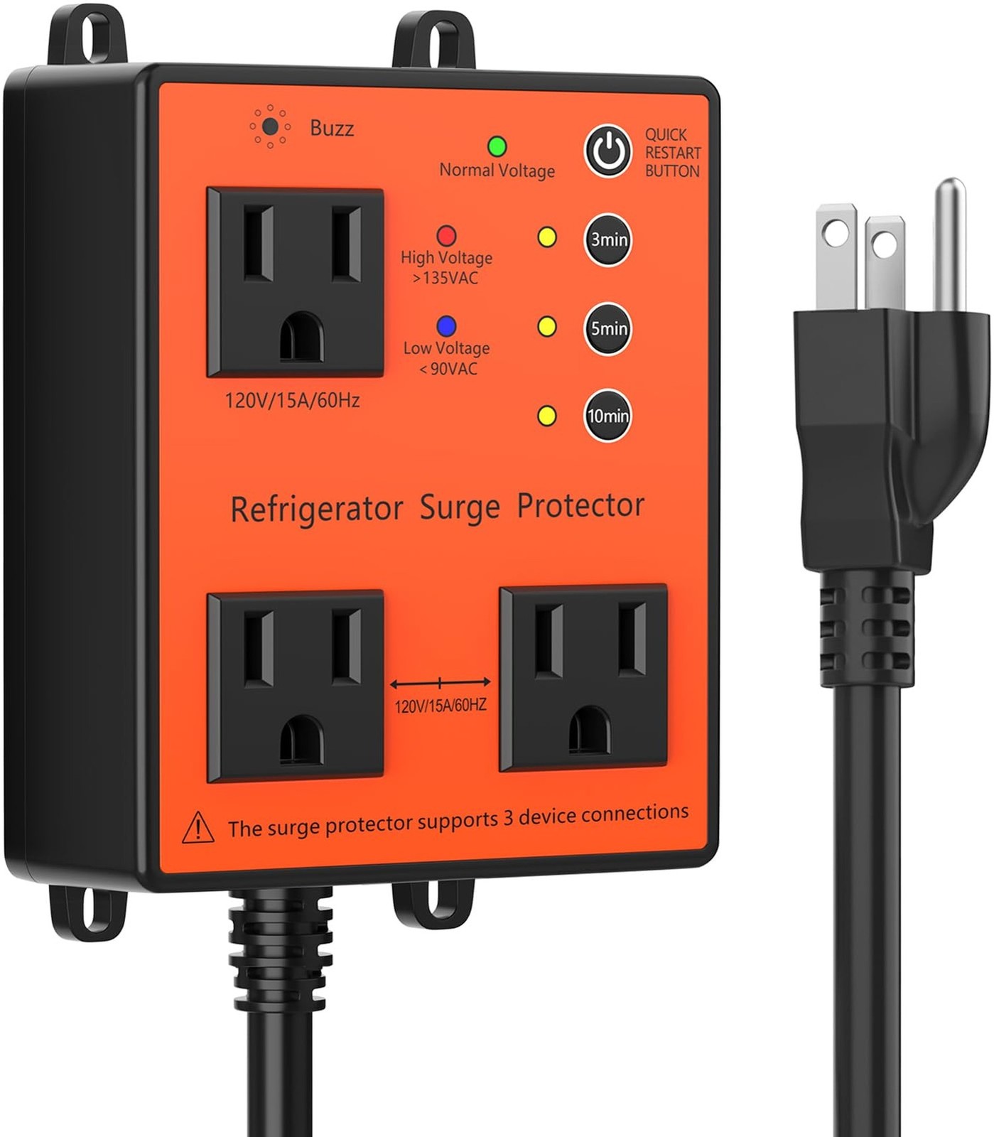 Refrigerator Surge Protector, 3-Outlet 120V for Home Appliance Surge Protecto…