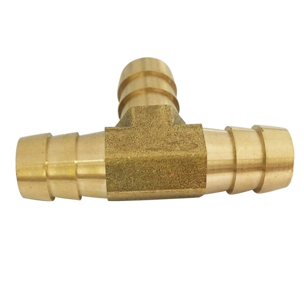 3/8″ x 3/8″ x 3/8″ Barbed Tee Brass Barb T Hose Fitting 3 Way Connector Fuel/…