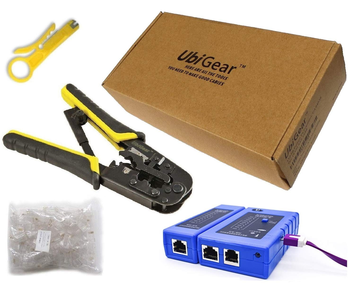® Network/Phone Cable Tester + RJ11/RJ12/RJ45 Network Cable Crimper + RJ45 CA…