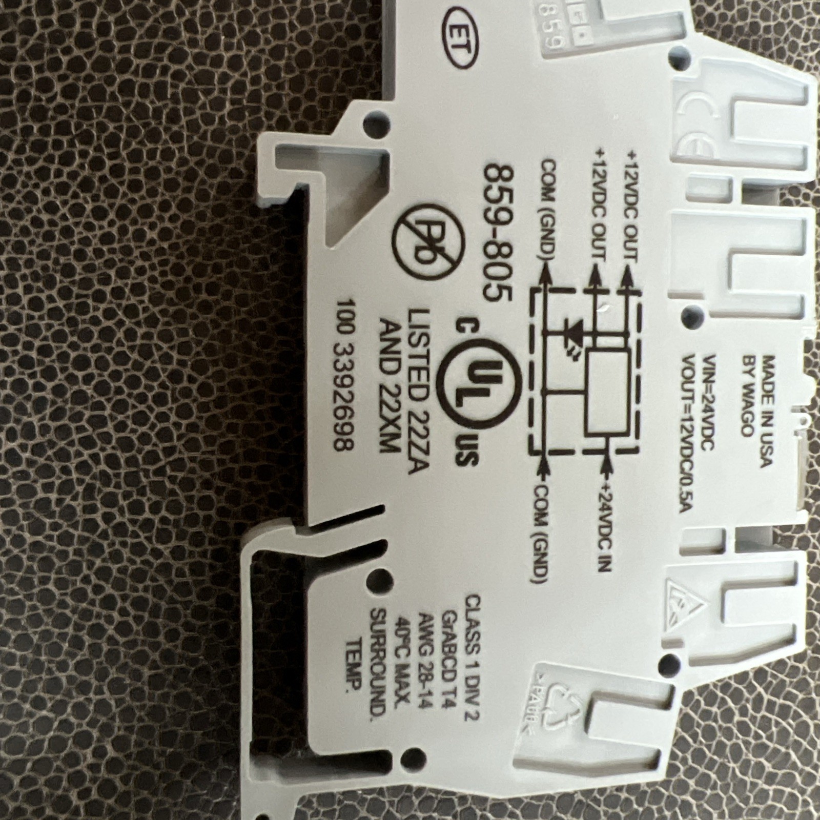 Wago 1 x 859-805 DC/DC Converter DIN 5-6 mm / 0.24 in 0.08-2.5 mm AWG 28-14 NOS