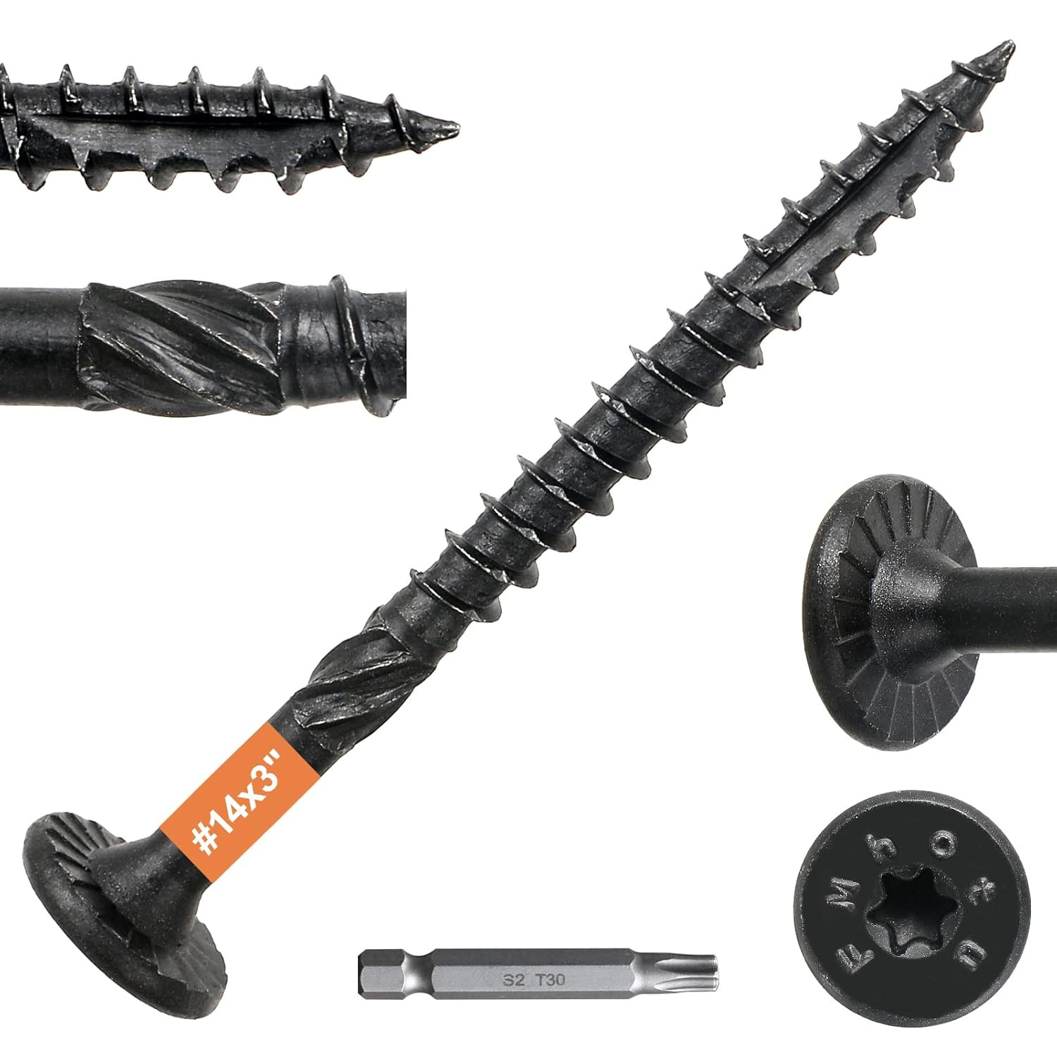 #14 x 3 in Wood Structural Lag Screws, Star Drive, Decking Screws, 54 Pack
