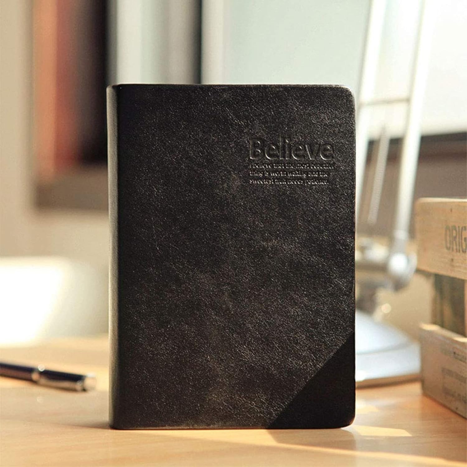 Vintage Believe Notebook Thick Blank Paper Notepad Leather Journal Diary Book