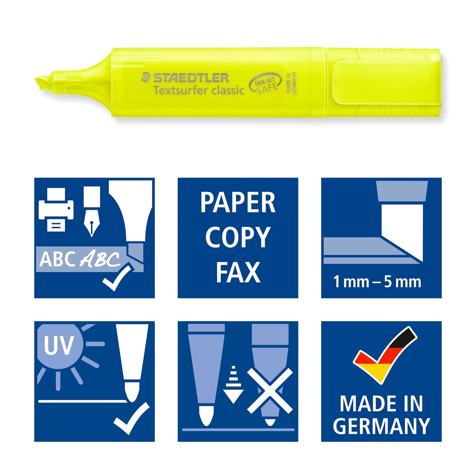 4 PCS 3641P WP4 Yellow Highlighter Textsurfer Classic Marker Pen Chisel