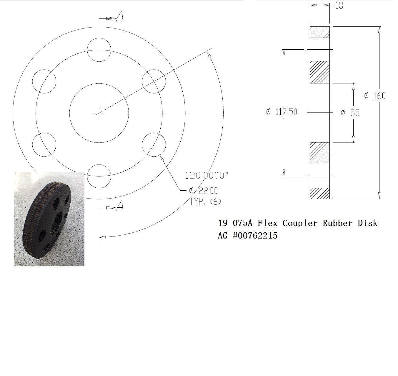 4 ea 00785557 or 00762215 Rubber Disc for Servic Rhino TW144 Rotary Cutters