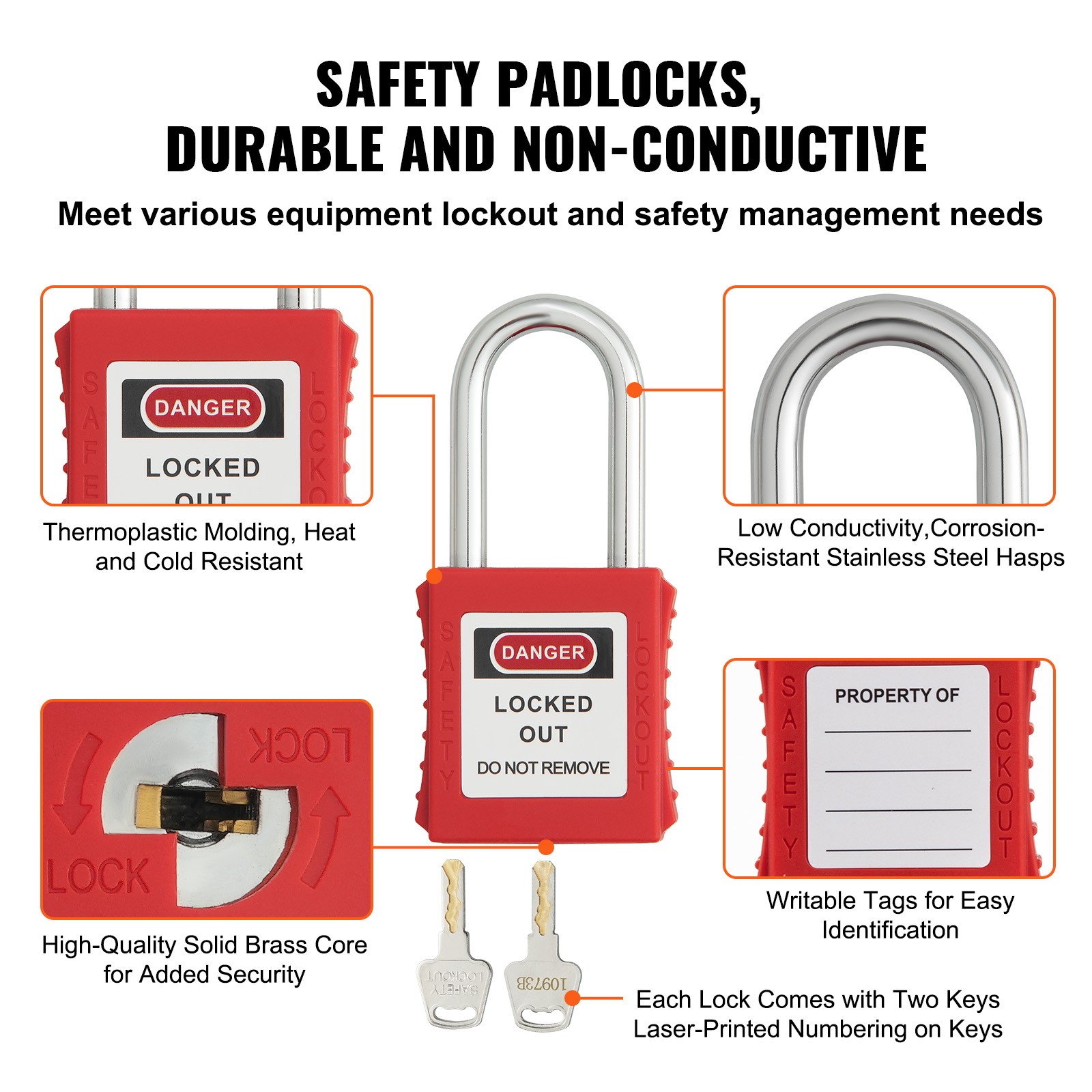 Uimoso 60PCS Electrical Lockout Tagout Kit Safety Padlocks Hasps Tags Ties Board