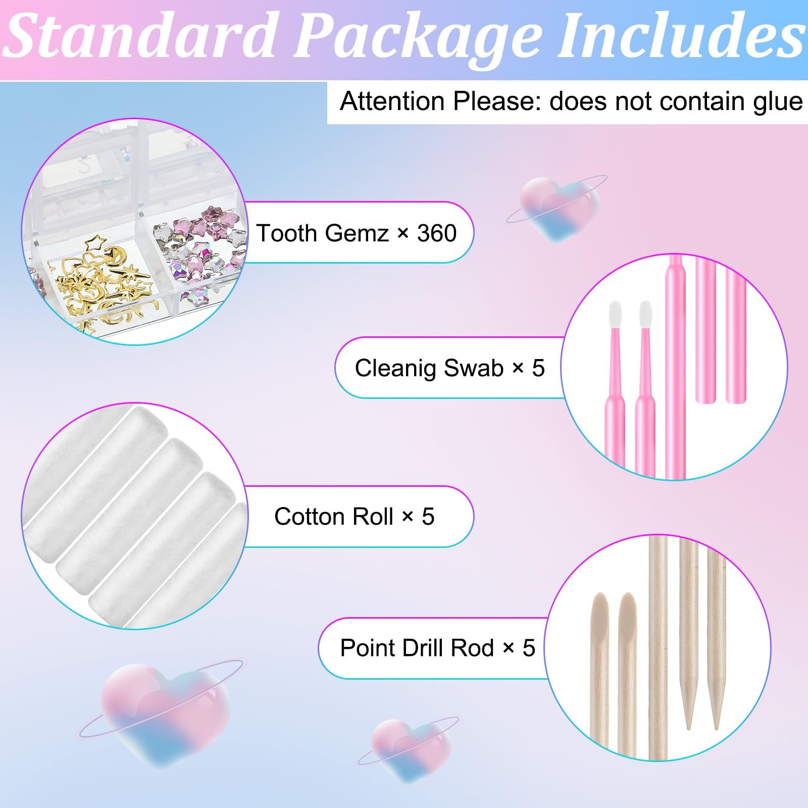 Sosation 377 Pieces Tooth Gem for Teeth Jewelry Kit 377 Piece Set, Cool Style
