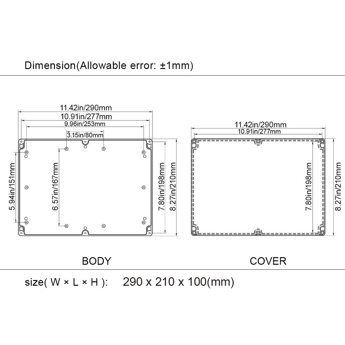 Project Box ABS Plastic IP65 Waterproof Dustproof Electrical Junction Box Outdoo