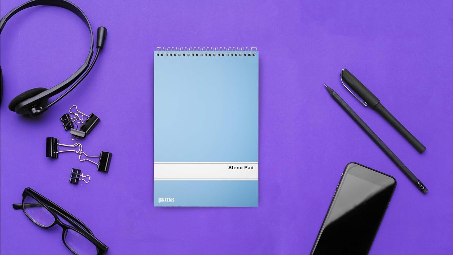 Better Office Products Spiral Steno Pads, 10 Pack, 6 x 9 inches, 80 Assorted