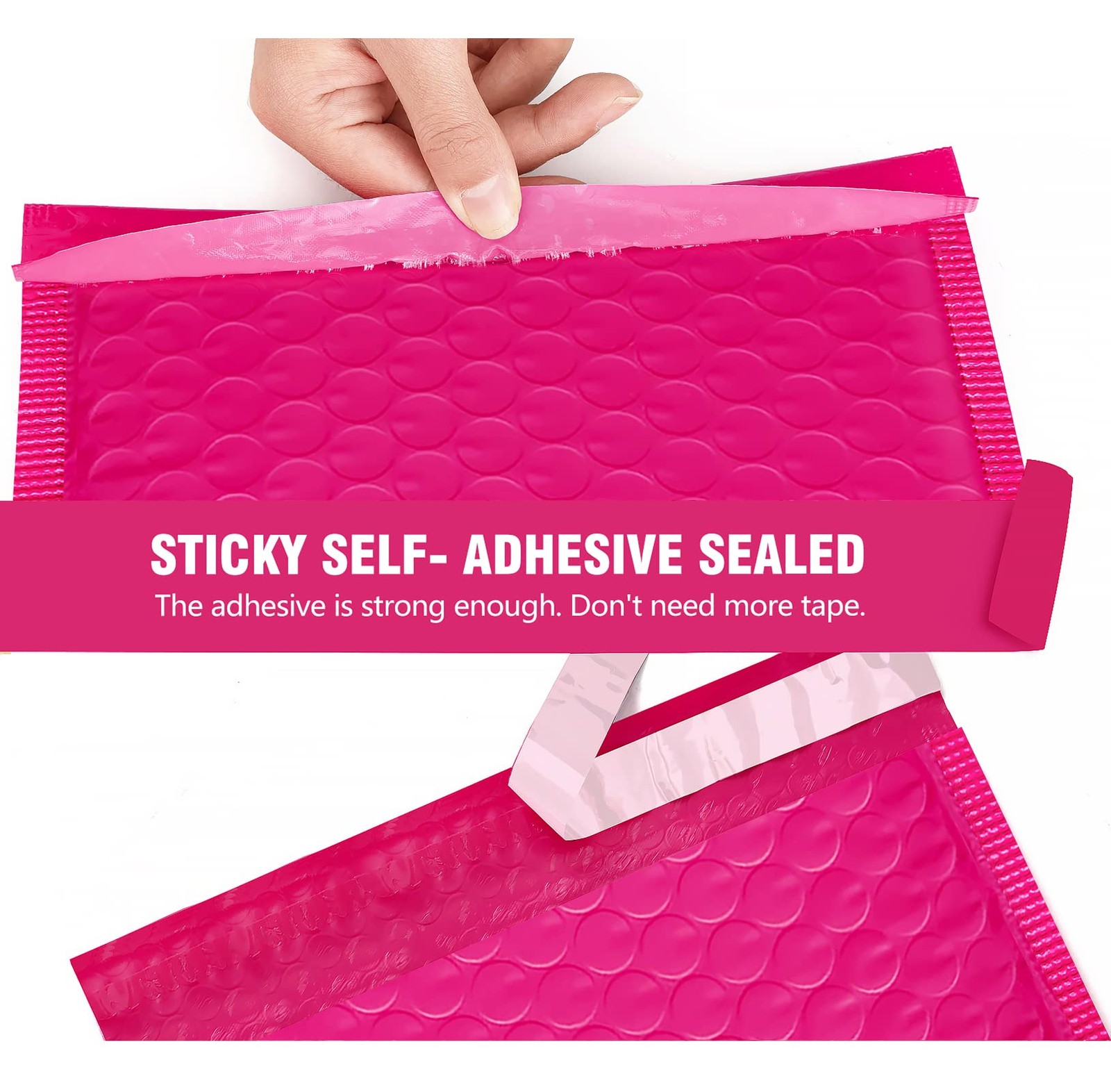 HBlife 50Pcs Bubble Mailers, 4×8 Inches Self Seal Hot Pink Poly Mailers, Padded