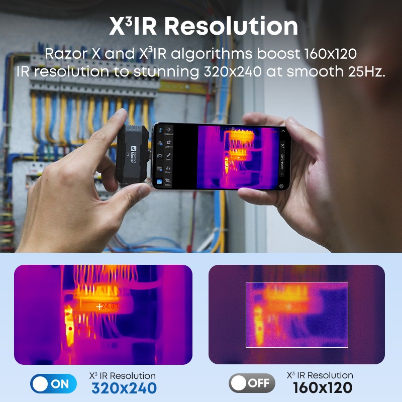 320*240 X³IR Resolution P1 Thermal Imaging Camera IOS&Android 600℃ Type-C 25Hz