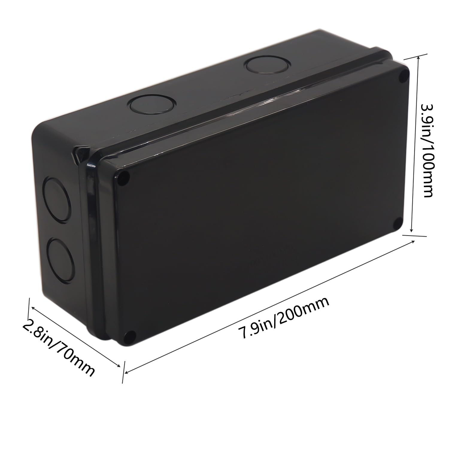 Electrical Box, Outdoor Waterproof Box IP65 7.9″ x 3.9″ x 2.8″, Black