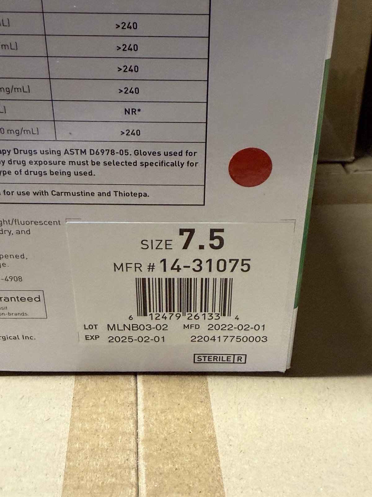 50-Pairs McKesson Confiderm LT Latex Surgical Glove Powder Free Size 7.5 02/2025