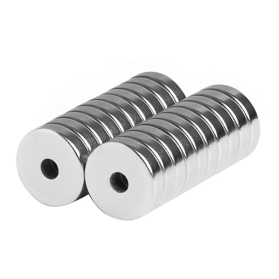 1/2 x 1/8 Inch Neodymium Rare Earth Countersunk Ring Magnets N42 (20 Pack)