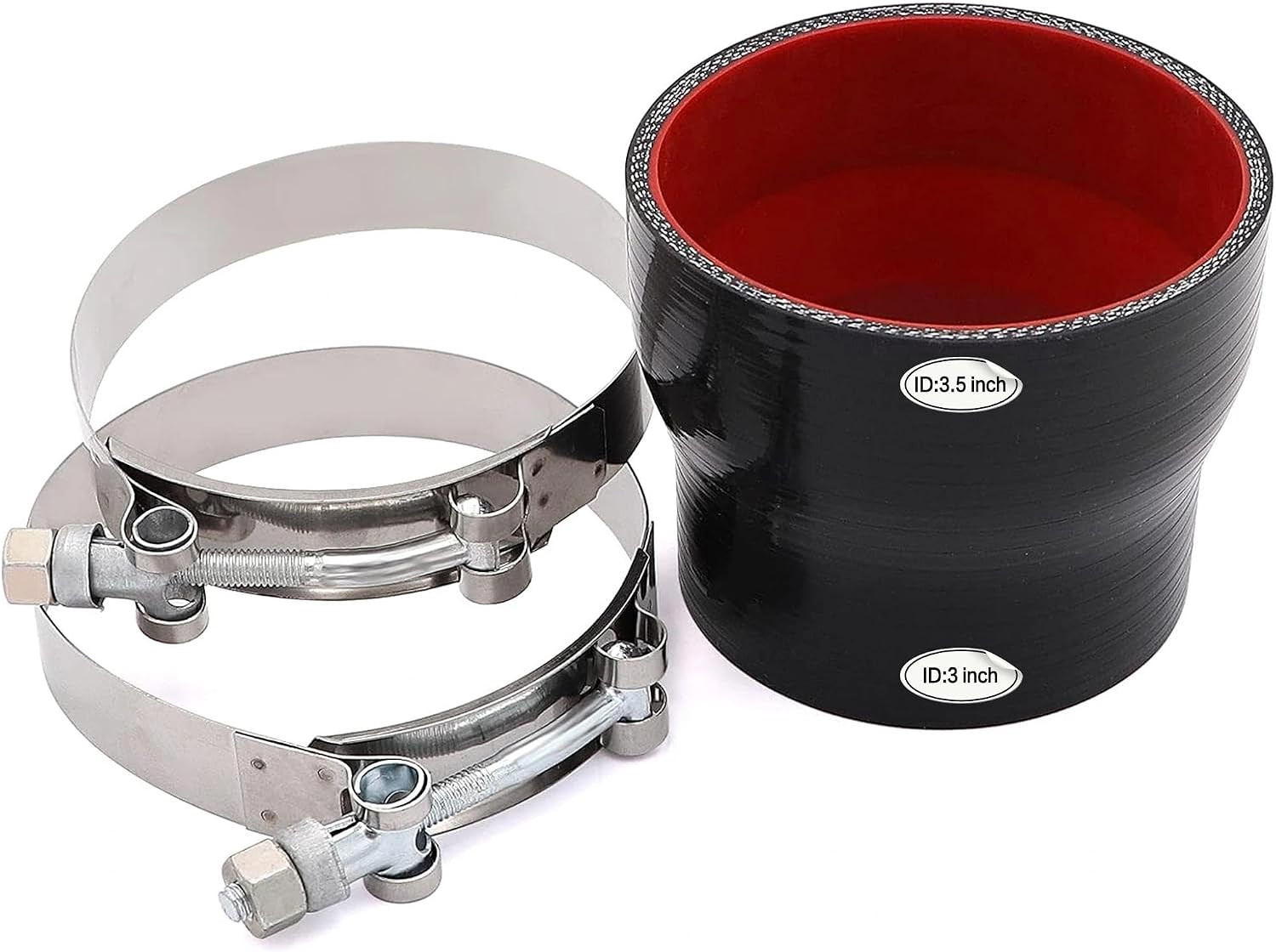 Straight Reducer Coupler Silicone Hose ID 3Inch to 3.5Inch 4-Ply with Stainless
