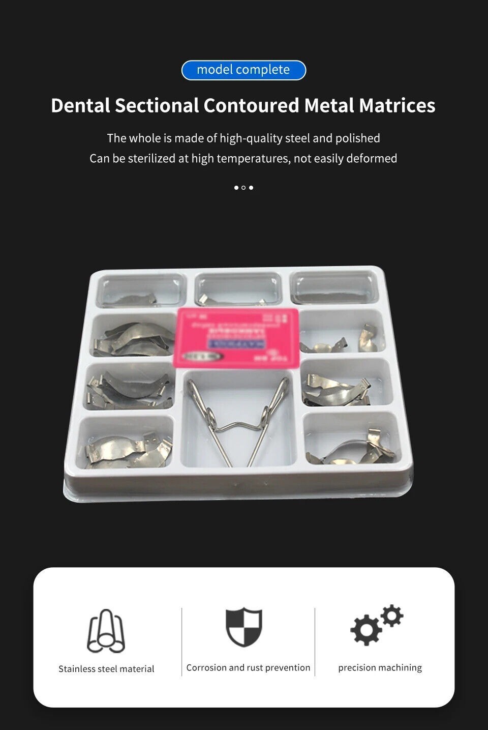 Dental Matrix Band Universal Kit of Sectional Contoured Metal Matrices