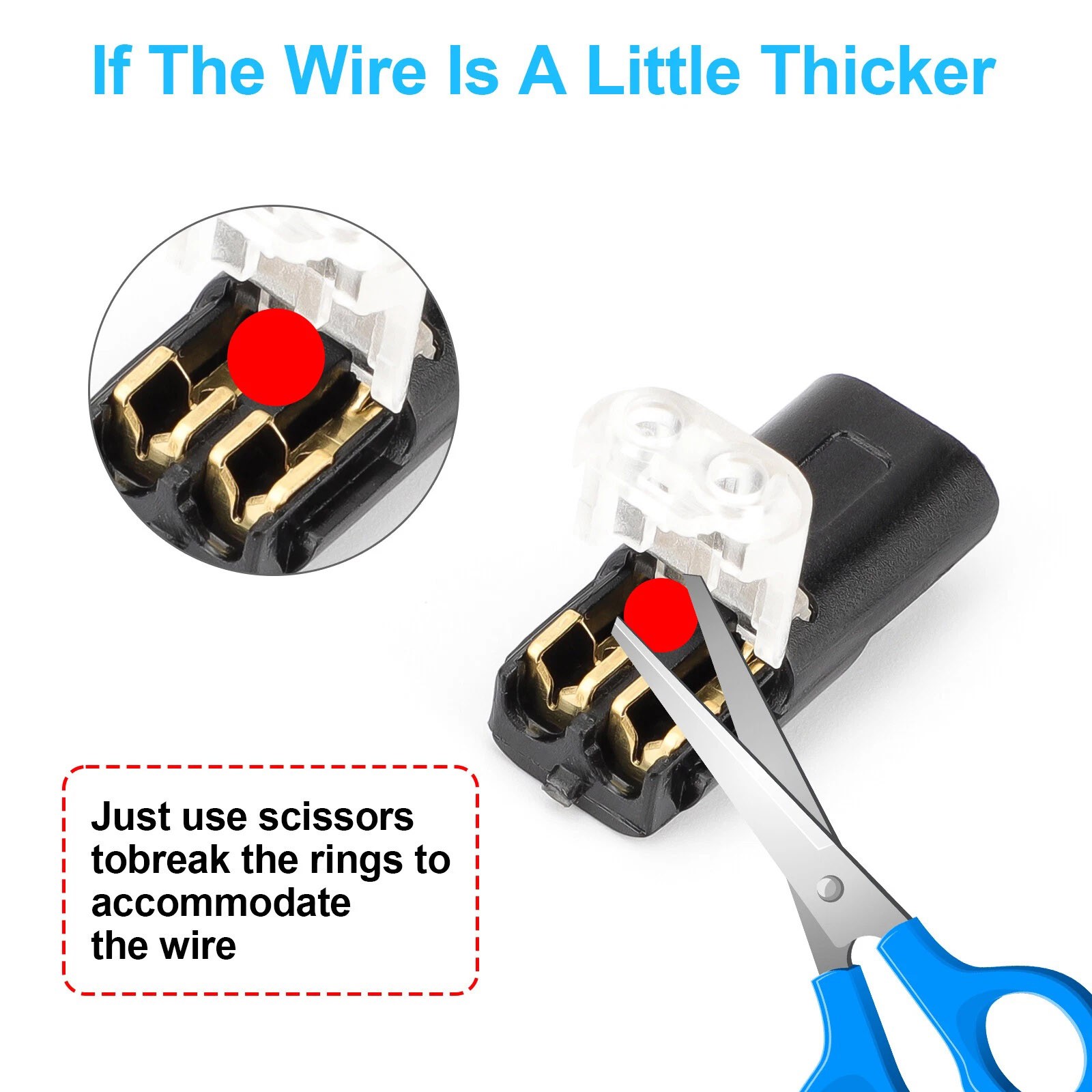 50pcs Black Polycarbonate Cable Connectors Plug in Type for 18-22 AWG with Lock