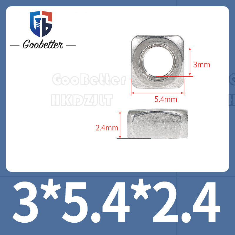 M3 M4 M5 M6 M8 M10 M12 Stainless Steel Square Nuts Chamfered Thick Type DIN 557