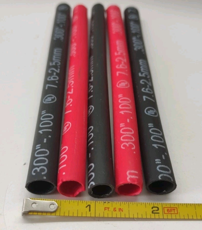 Qty. 5 Heavy-duty #14-8 AWG size Heat Shrink Tube, 6″ Long, 3/8″ I.D., Adhesive