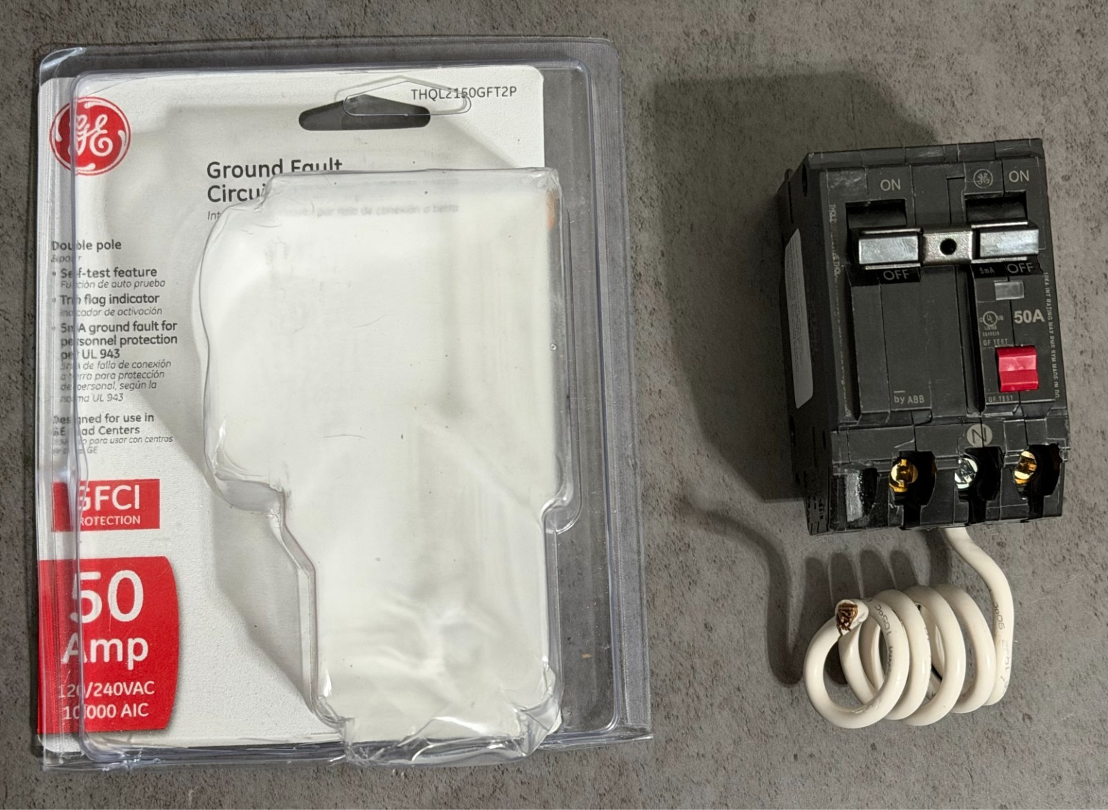 GE 50 Amp 240-Volt Double Pole Ground Fault Breaker with Self-Test THQL2150GFT2P
