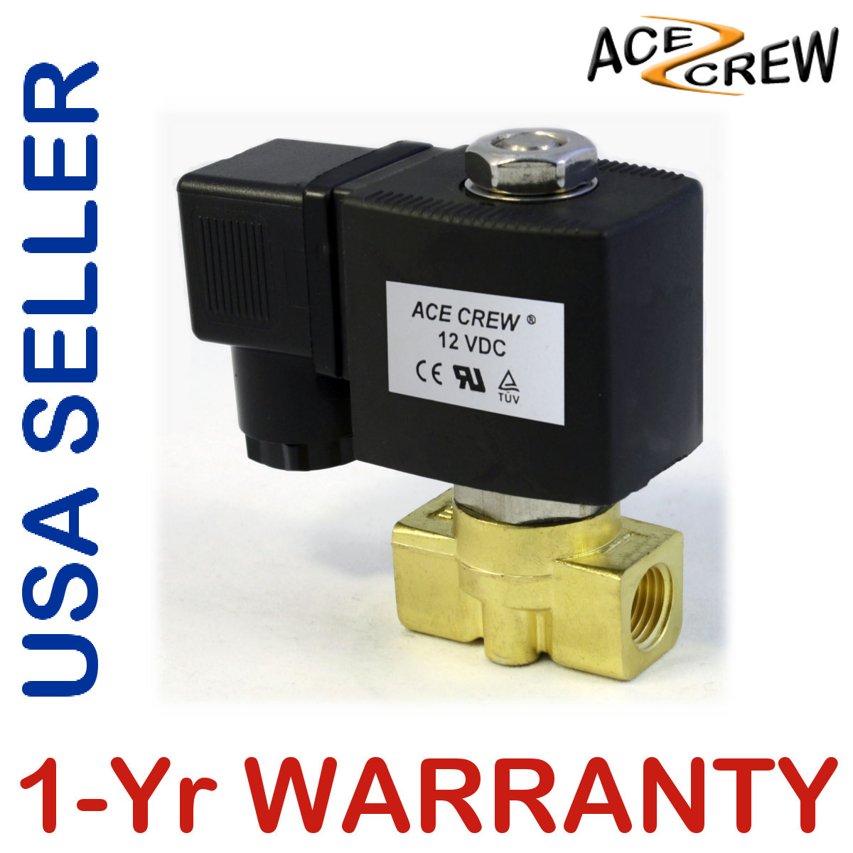 VITON 1/4 inch 12V DC VDC Brass Solenoid Valve NPT Gas Water Air Normally Closed