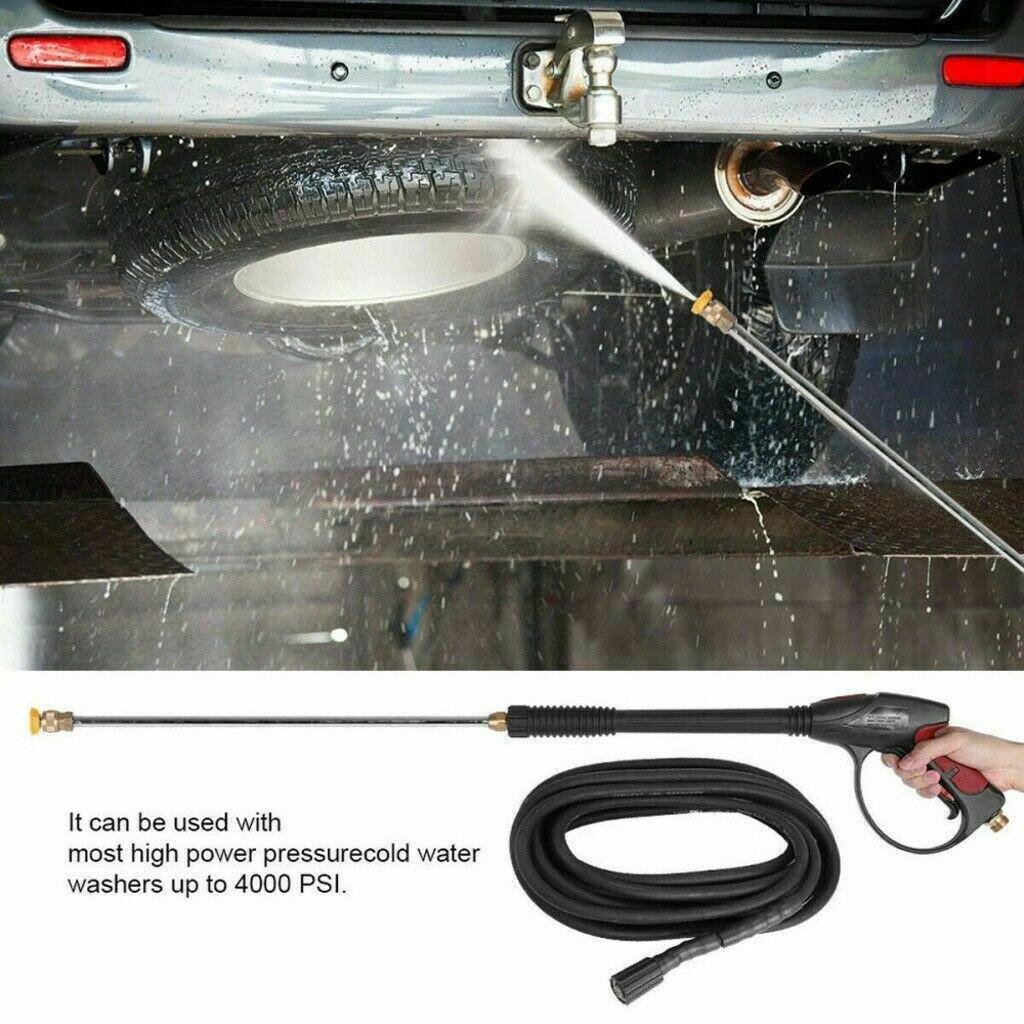 High Pressure 4000PSI Car Power Washer Gun Spray Wand Lance Nozzle + 50ft Hose