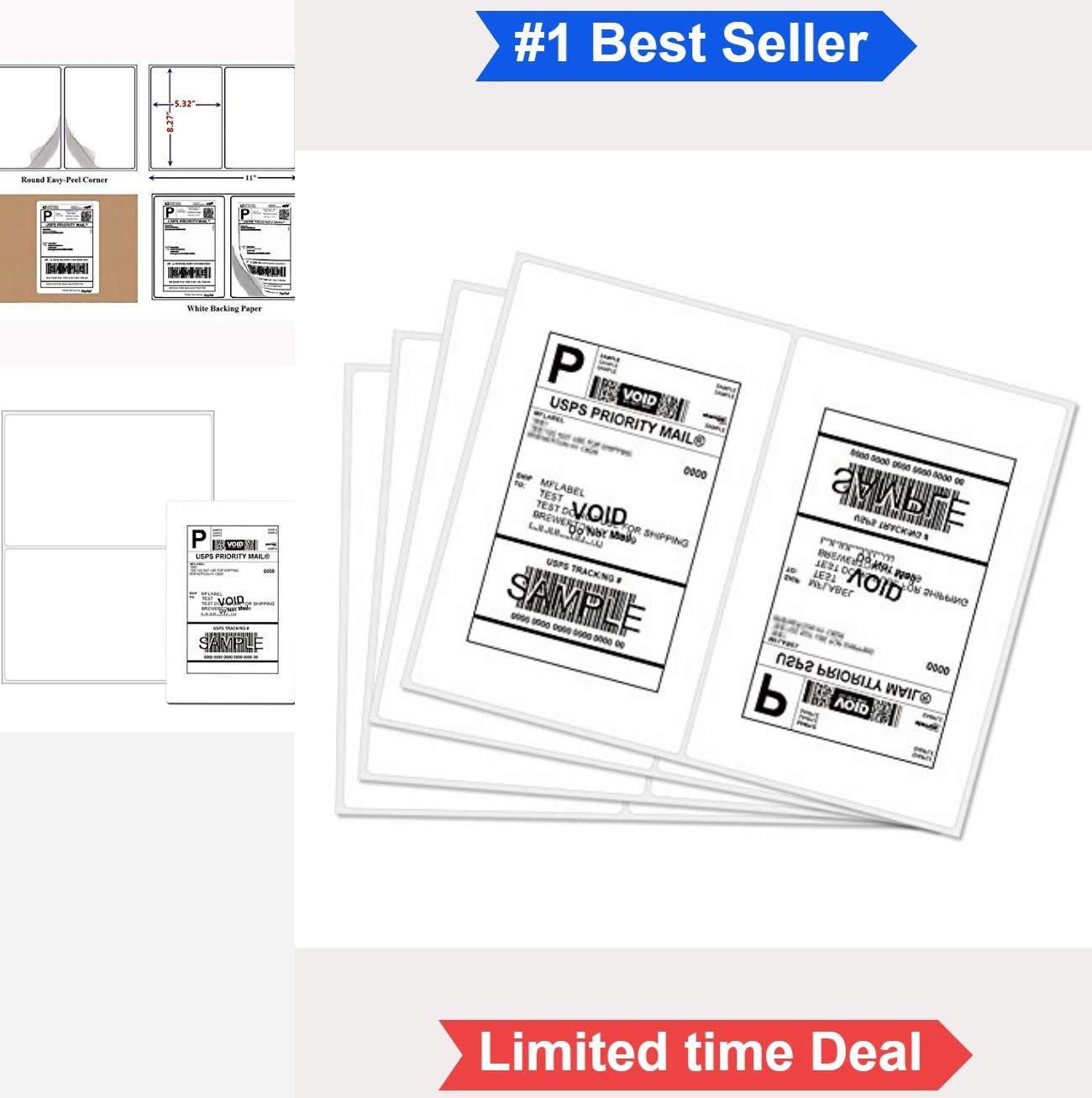Half Sheet Laser Inkjet Labels 5-1/2×8-1/2 1000 Count Rounded Corner Shipping